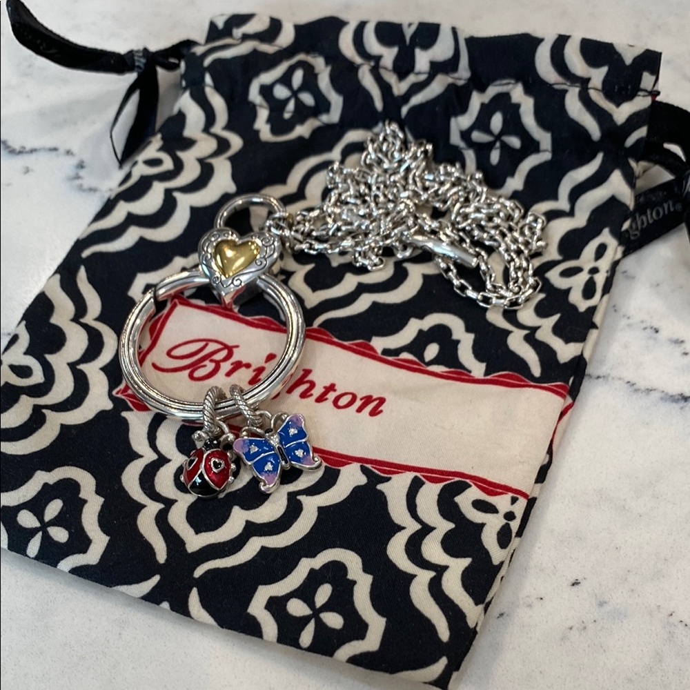 Brighton Silver Necklace with Heart and Butterfly Charms